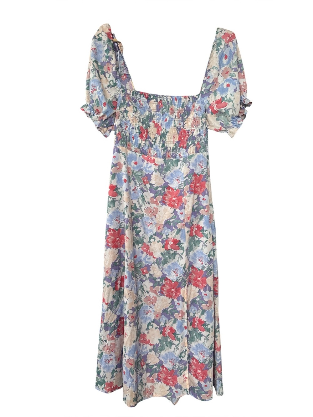 NWT Astr Puff Sleeve Smocked Floral Print Dress - Picture 4 of 11